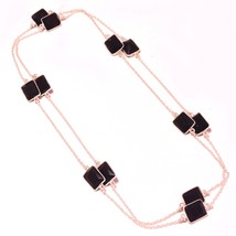 Black Spinel Cushion Shape Handmade Fashion Ethnic Necklace Jewelry 36" SA 6650 - £3.98 GBP