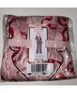 New Victoria&#39;s Secret Satin Pajama Set Chalk Rose Bows Pink Red Bows Size M - $1,621.41 MXN