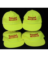 vintage trucker hats X4 NEVER WORN Banquet Racing 1970&#39;s neon green USA - $49.99