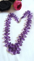Natural Amethyst Twister Necklace Fancy Cut Beads Necklace - £523.79 GBP