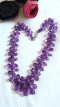 Natural Amethyst Twister Necklace Fancy Cut Beads Necklace - £531.57 GBP