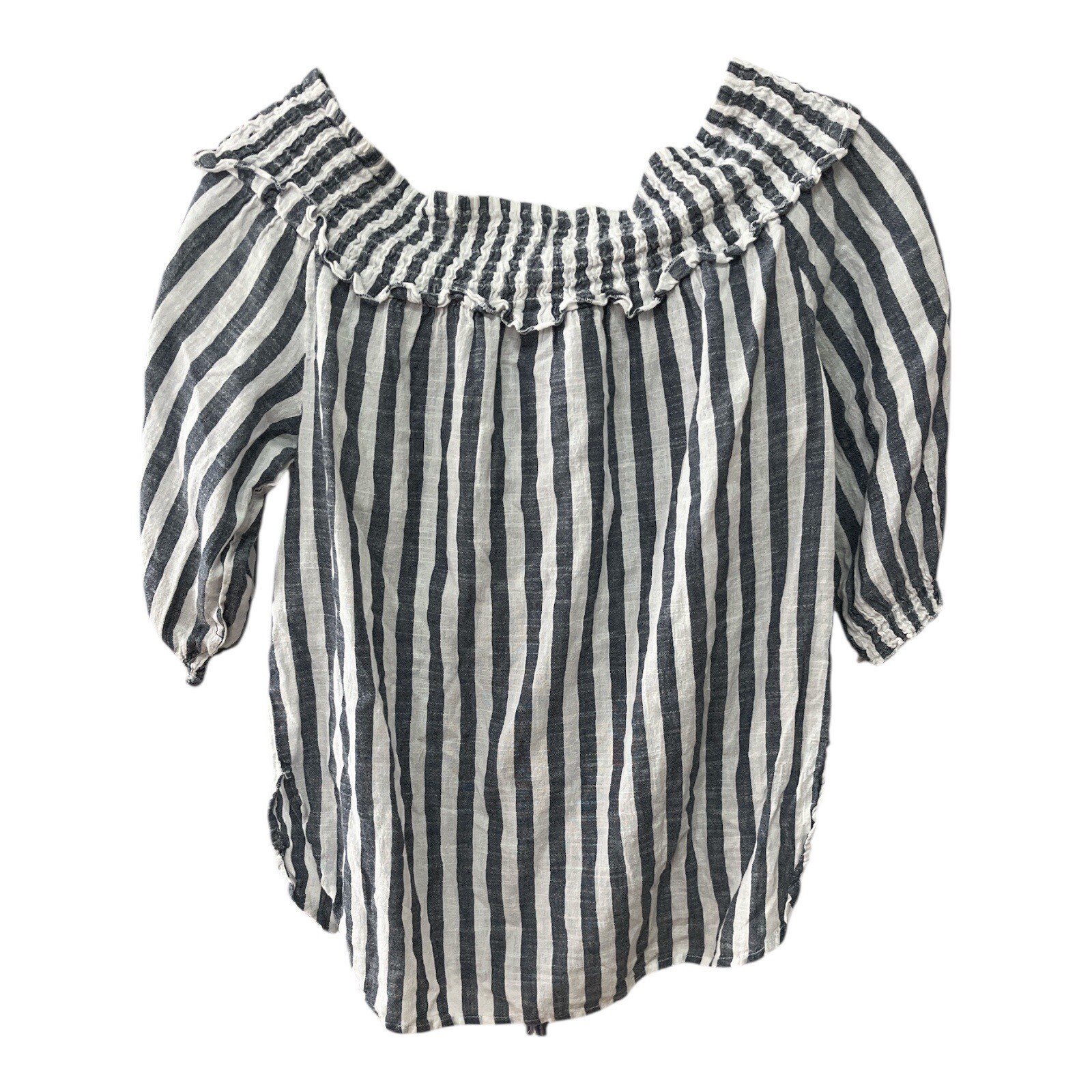 Mud Pie Women’s Striped Peasant Top with Tassel Tie – Size Small Item image 5