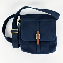 Fossil EVAN Waxed Canvas City Bag Messenger Navy Blue Crossbody Pockets Wax - £98.79 GBP