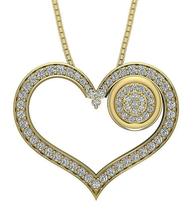 0.60 Carat Round Cut Diamond Women&#39;s Heart Pendant 14k Yellow Gold Finish 925 - £68.05 GBP