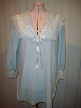 Diane Von Furstenberg Vintage 1980s Sleep Shirt Nylon Lace Sz M Blue Mint! - £8.00 GBP