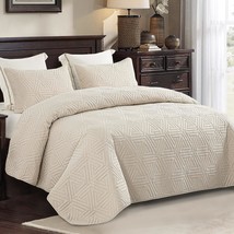 3-Piece King Size Quilt Set/Bedspreads/Coverlets For All Season, Classic Geometr - £43.95 GBP