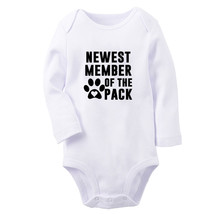 Newest Member Of The Pack Baby Bodysuits Newborn Rompers Infant Long Jum... - £8.47 GBP