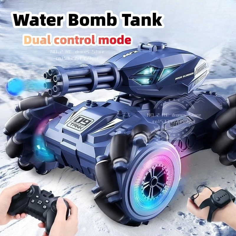 RC Water Bomb Track Tank 2.4G Rotate Stunt Car Vehicle With Light Music Wat - £44.71 GBP+