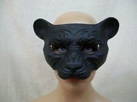 Black Leopard Panther Venetian Mask Safari Feline Goddess Cougar Lioness Jaguar - £14.85 GBP