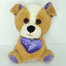 Valentine Puppy Dog Purple Big Eyes Love Heart Plush Stuffed Animal Kellytoy 11&quot; - £15.47 GBP
