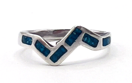 Vintage Southwestern Sterling Silver Turquoise Chip Ring Size 6.75 - £17.22 GBP