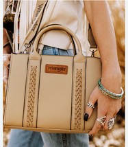 Montana West Wrangler Whipstitch Cross Body Bag Purse/Tote Beige New - $39.90
