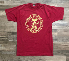 Vintage University of Wisconsin River Falls Maroon Single Stitch T Shirt Large - £18.15 GBP