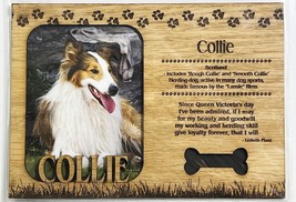 COLLIE Dog Profile Laser Engraved Wood Picture Frame Magnet - £10.87 GBP