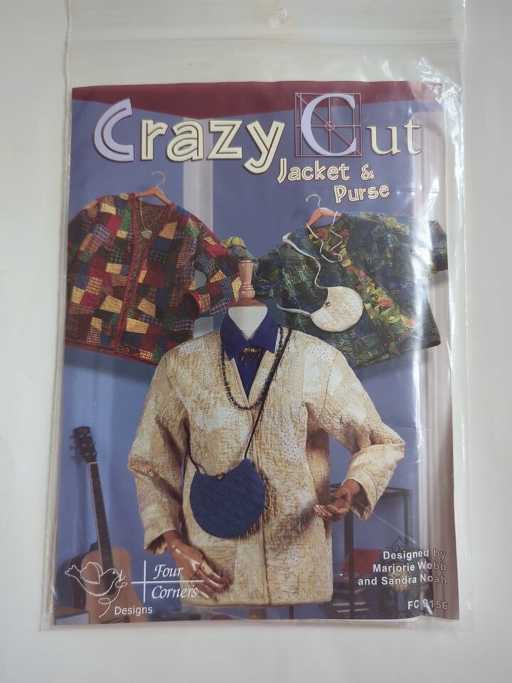 Primary image for Wearable Art CRAZY CUT Jacket & Purse Sewing Pattern Quilted UNCUT Four Corners