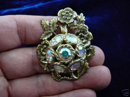 (br-239) Crystals vintage circle flowers Victorian pin pendant fashion j... - £22.41 GBP