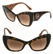 Dolce &amp; Gabbana Sacred Heart 4349 Brown Red Gold Baroque Print Sunglasses DG4349 - £431.29 GBP