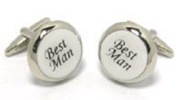 CL04 Best Man Stainless Steel Wedding Day Cufflinks White with Script in Gift Bo - £14.00 GBP