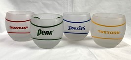 4 Vintage Tennis Ball Frosted Cocktail Glasses Penn Spalding Tretorn Dunlop - £37.43 GBP