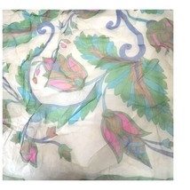Floral Sheer Boho Chic Scarf 24” Square Thistle Spring Summer Lightweight Wrap - £17.11 GBP