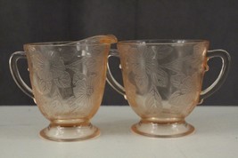 Vintage Pink Depression Glass MacBeth Evans DOGWOOD Pattern Creamer &amp; Sugar - £19.53 GBP