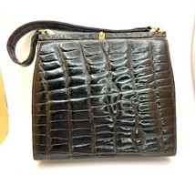 Vintage Prado Bag Alligator / Crocodile Handbag Dark Brown Purse With Comb - $98.16