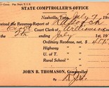 Tennessee State Comptroller&#39;s Office Revenue Receipt 1920 Postcard H6 - £5.41 GBP