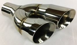 Exhaust Tip 2.25&quot; Inlet 3.00&quot; Outlet 9.50&quot; long Dual Double Wall Slant Angle Sta - £56.96 GBP