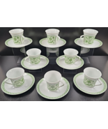 8 Mikasa Coleen Cups Saucers Set Vintage Floral Green Retro Tea Coffee J... - £95.94 GBP