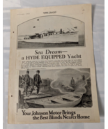 1925 MOTOR BOATING BOOK PAGES CRUISER NAUTICAL JOHNSON MOTOR ADVERTISING... - $17.81 CAD