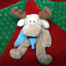 8" Animal Alley Beige Soft Plush MOOSE with scarf Toys R Us Christmas Winter - $16.87