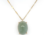 14k Yellow Gold Jadeite Jade Pendant with Bar Link Chain Jewelry (#J6223) - $628.65