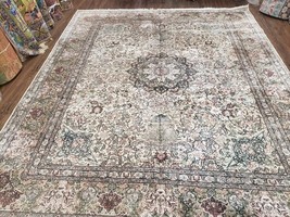 Vintage Silk Indian Kashmir Area Rug 8x10 Handmade Floral Allover Pattern Carpet - £2,792.79 GBP