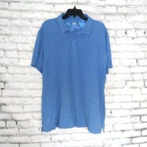 Izod Saltwater Polo Shirt Mens XL Blue Solid Relaxed Classics Short Sleeve Flaw - £7.72 GBP