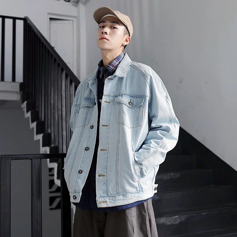 LAPPSTER Men Harajuku Korean Fashions Jeans Jacket  Oversized Japanese Streetwea - £189.01 GBP