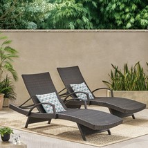 Lakeport Outdoor Brown Wicker Armed Chaise Lounge Chair (Set Of 2) - £664.82 GBP