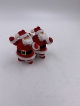 Lot Of 2 Miniature Santa Claus Christmas Ornaments Felt Suit And White Piping  - £9.40 GBP