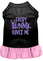 Every Bunny Loves Me Dog Dress - Black/Light Pink (Size: Large) - £22.16 GBP