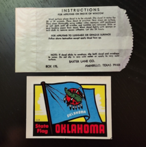 BAXTER LANE CO Oklahoma State Flag VTG Travel Luggage Water Decal Sticke... - $25.48