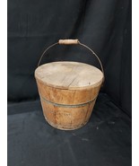 Antique Apple Jelly Wooden Wood Banded Staved Bucket Pail and Lid Primit... - $2,813.45 MXN