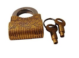 antique brass Padlock with Keys heavy duty Handcuff shape - £39.69 GBP