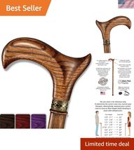 Unique 33" Oak Walking Cane with Interchangeable Rubber Tip - Ambidextro... - $118.69