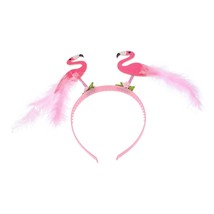 Flamingo Headband Pink Hair Accessories Pink Party Supplies Hawaiian Hair Access - £17.17 GBP