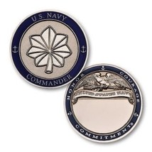 NAVY COMMANDER SILVER LEAF 1.75&quot; CHALLENGE COIN - £23.88 GBP