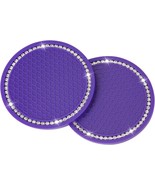 2 Pack Bling Car Coasters 2.75 Inch Soft Rubber Cup Holder Pad Set Round... - £10.65 GBP