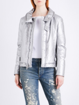 HELMUT LANG Damen Jacke Klassische Astro Moto Modern Silber Größe M H07RW401 - £381.77 GBP