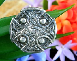 Vintage Celtic Iona Cross Shield Knots Sterling Silver Brooch Pin WJS - $79.95