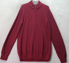 IZOD Sweater Men Size Large Maroon Knit Cotton Long Raglan Sleeve Quarte... - $19.79
