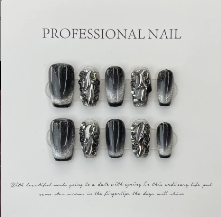 Starlit Obsidian – Luxury Press-On Nails - $16.99