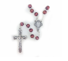 ROUND BROWN WOOD BEADS WITH MIRACULOUS CENTER ROSARY CROSS CRUCIFIX - £31.59 GBP